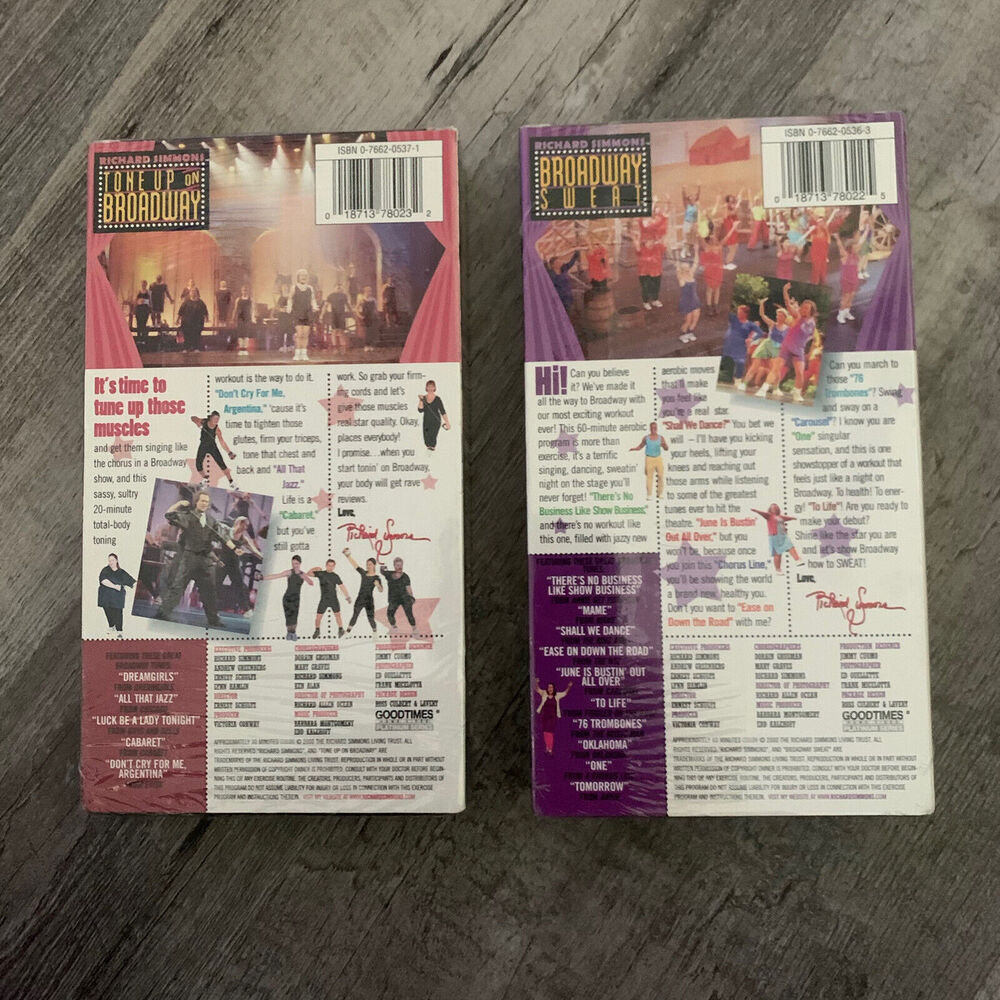 RICHARD SIMMONS Tone Up On Broadway Sweat Aerobic VHS Set of 2 NEW SEALED - Picture 2 of 6